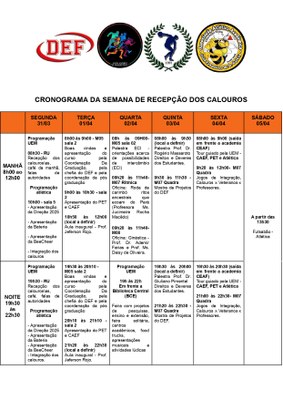 Imagem - Programação da Semana de Recepção dos Calouros 2025