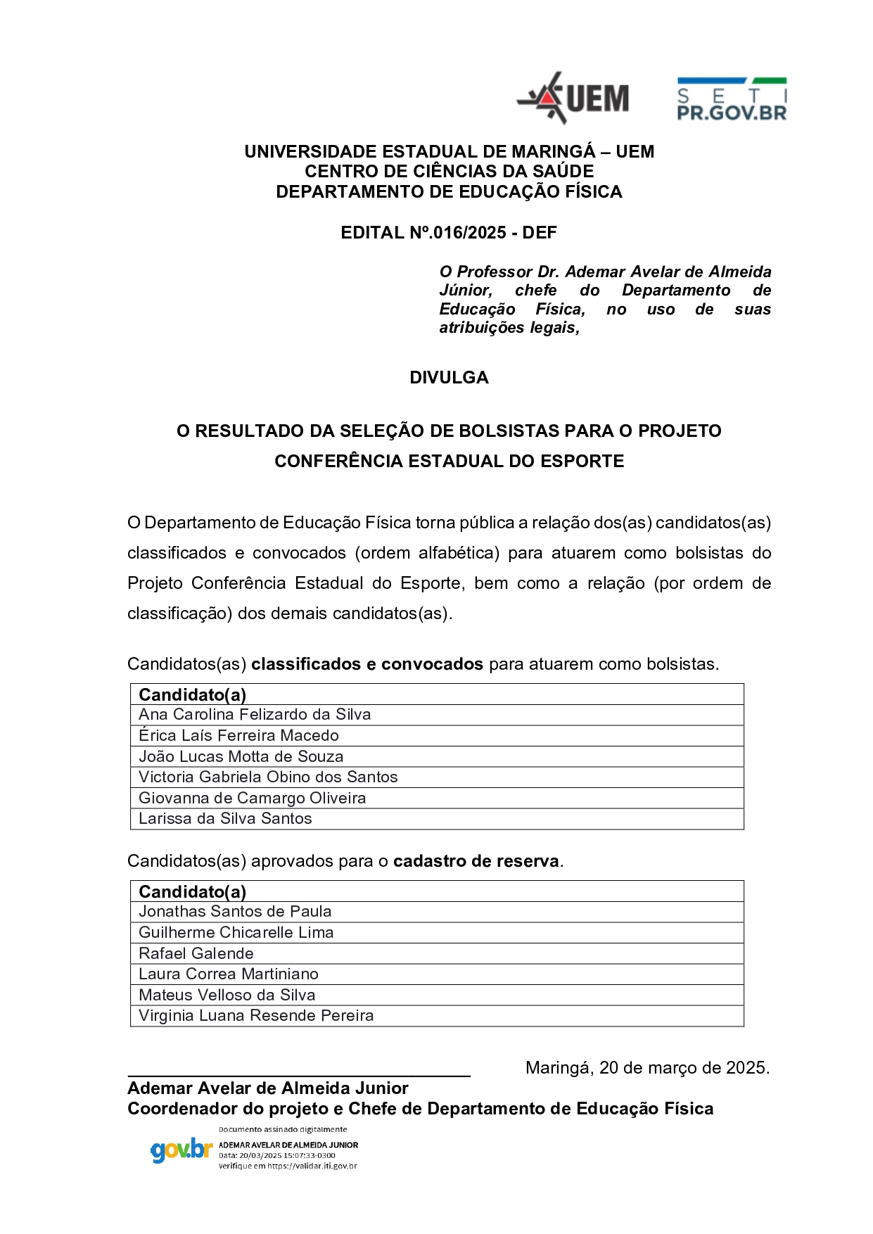 Imagem - Edital nº. 016/2025-DEF